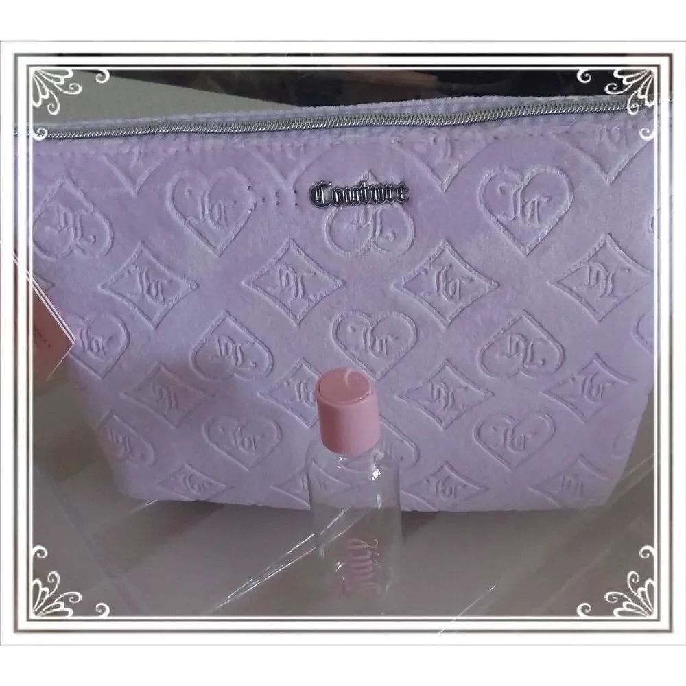 NWT~JUICY COUTURE Lavender Travel/Cosmetics Zipper Bag with Toiletry Bottle